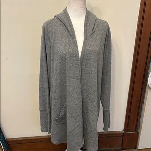 Harmony Balance Gray Flecked Hooded Women's cardigan Size 2X EUC